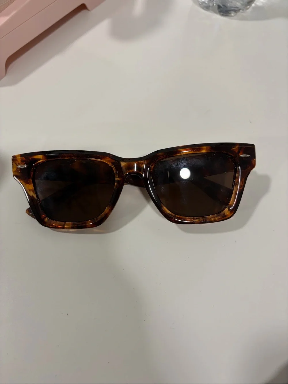 Tortoiseshell Square Sunglasses - Brown Lenses